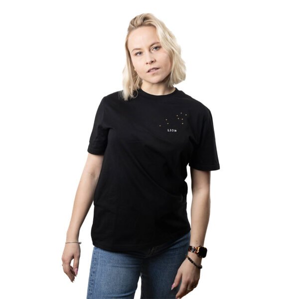 T-shirt brodé unisexe signe lion