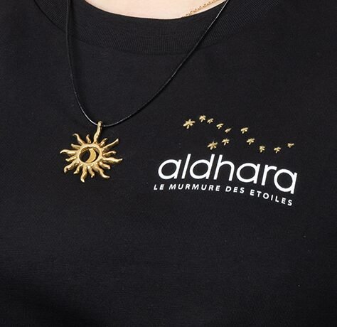 Collier soleil lune or nordique